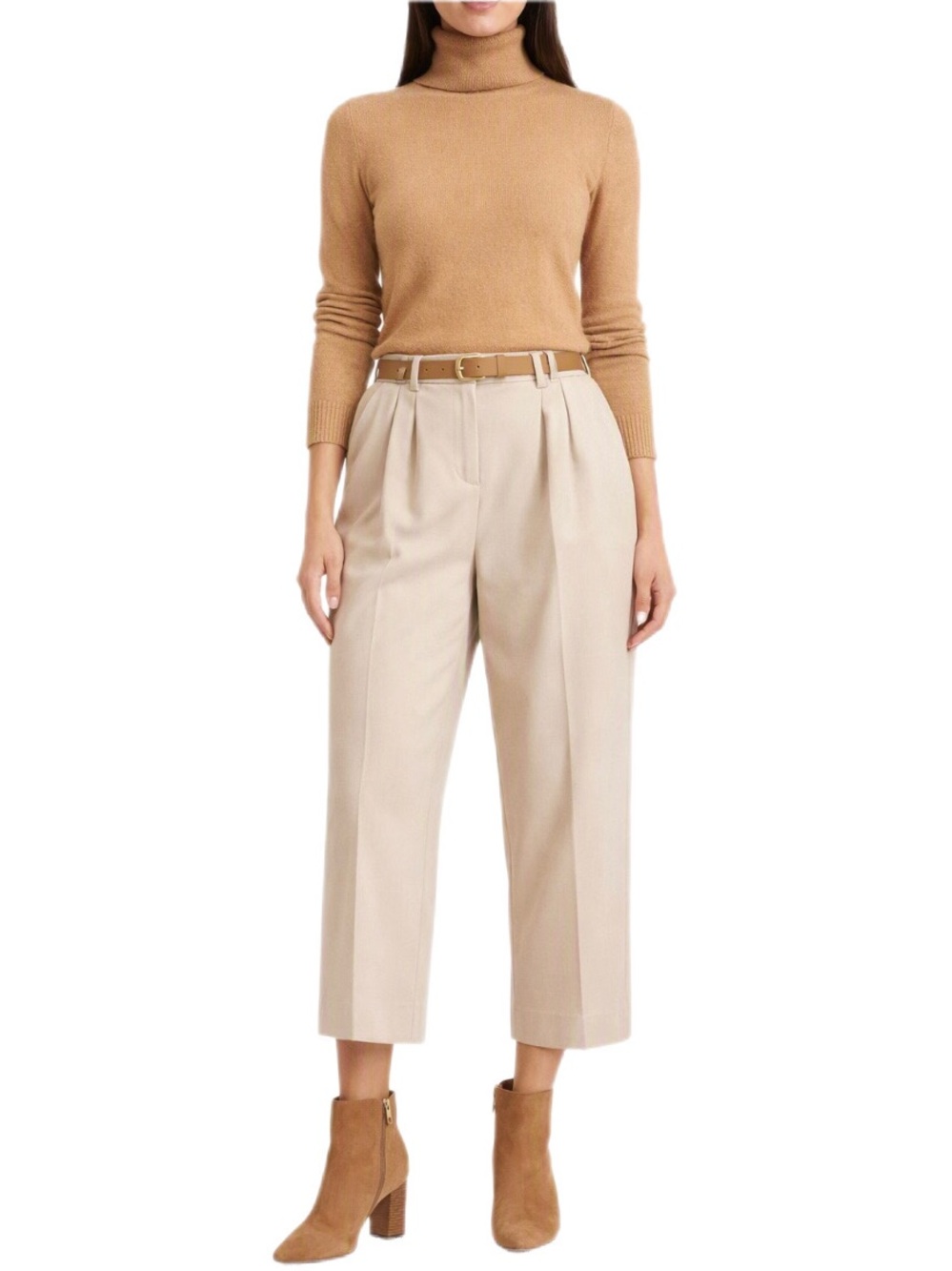 E3 by Etcetera Cotton Flannel Pleated Cropped Trouser - NWT